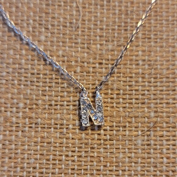 Claire's Initial N Necklace with Rhinestones - Picture 1 of 7